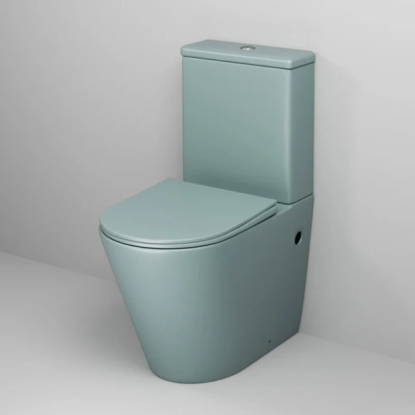 Унитаз компакт Grossman Color мятный матовый GR-4480MNMS (детальная фотография), безободковые, сиденье с микролифтом , с антивсплеском, компакт, низкие