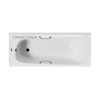 Чугунная ванна Vinsent Veron Concept VCO1407042H/VH0012CH, 140 x 70 см, ручки хром, цвет белый