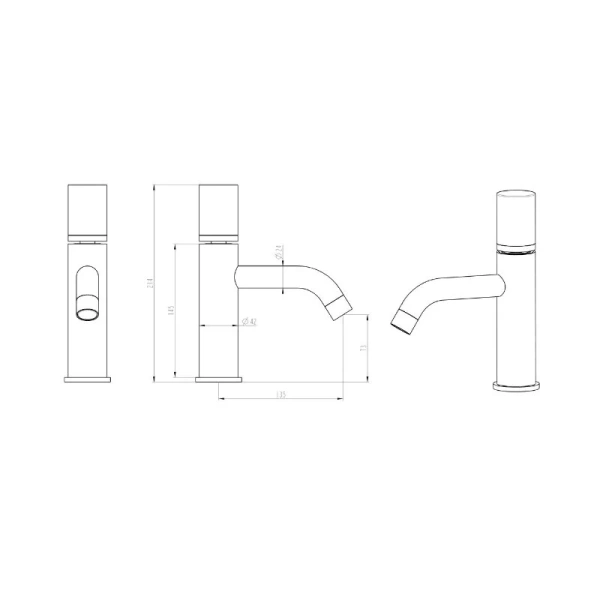 Смеситель для раковины Boheme Stick графит матовый 121-GM.4 (детальная фотография), для раковины