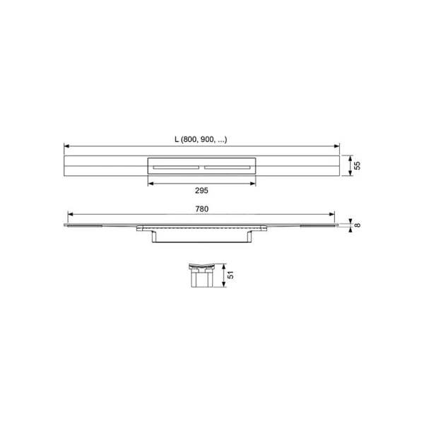 Профиль для душа Tece TECEdrainprofile 80 см золото глянцевое 670812 (детальная фотография), душевой лоток