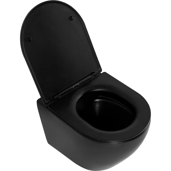 Унитаз подвесной BelBagno Colorato черный матовый BB062CHR-MB (детальная фотография), без бачка, со скрытым бачком