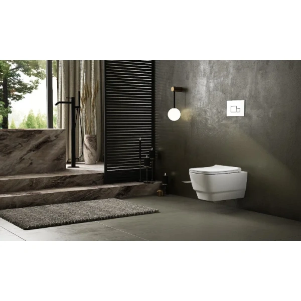 Унитаз подвесной Boheme Bello белый 971-2-W (детальная фотография), безободковые, сиденье с микролифтом , с антивсплеском, c функцией биде