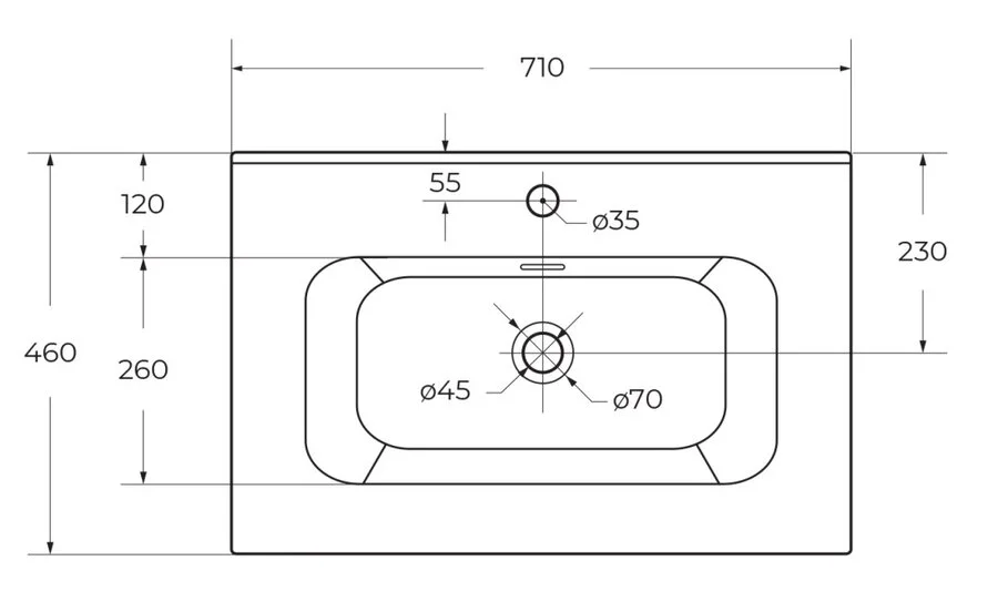 Раковина мебельная Cezares 70 см керамическая CZR-8095-70 (детальная фотография), в наличии
