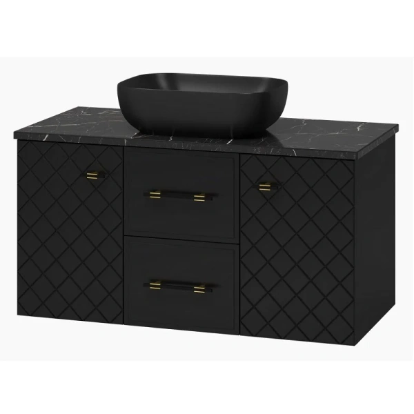 Тумба под раковину подвесная Brevita Shanel 100 см черная SHA-09100-02-01-2Я (детальная фотография), под накладную раковину