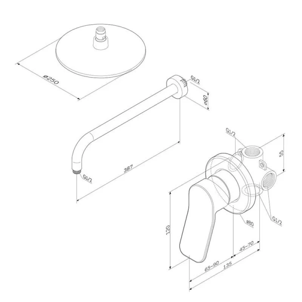 Душевой комплект Am.Pm X-Joy хром FB85A2R010 (детальная фотография), душевые комплекты, наборы