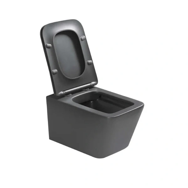 Унитаз подвесной SantiLine темно-серый SL-5007DG (детальная фотография), без бачка, со скрытым бачком