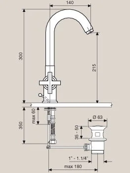 Смеситель для раковины Emmevi Spirit New с донным клапаном 31003CR (детальная фотография), для раковины