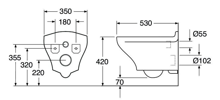 Унитаз подвесной безободковый GB1183300 (детальная фотография), современные, hi-tech