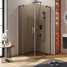 Душевой уголок Cezares Slider 100х80 см стекло бронзовое профиль оружейная сталь
