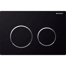 Клавиша смыва Geberit Omega 20 черный/кольца хром глянец