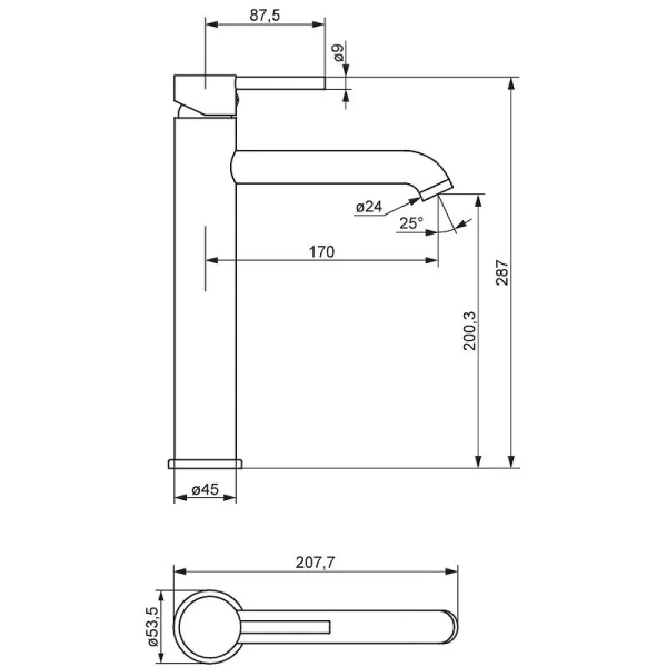 Смеситель для раковины Damixa Scandinavian Pure розовое золото 360250500 (детальная фотография), для раковины