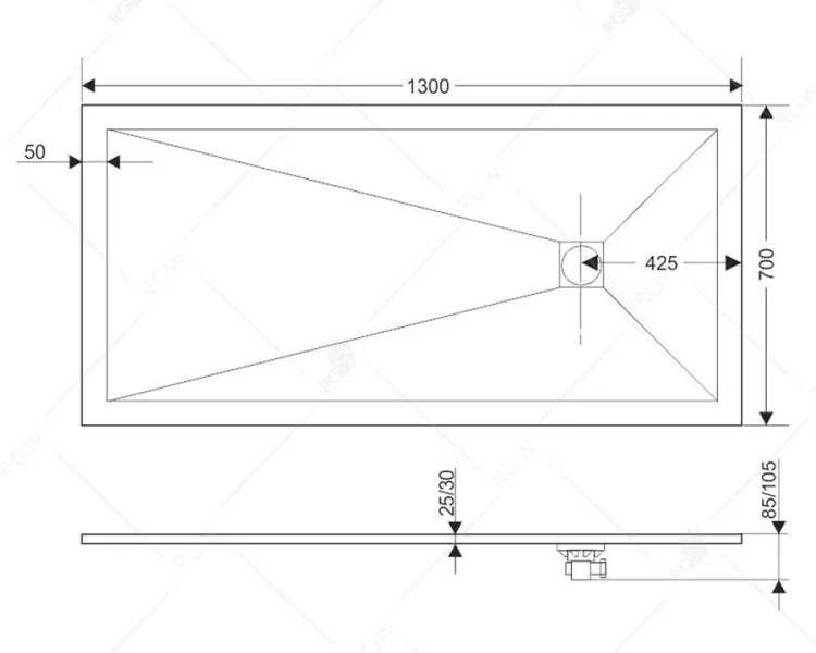 Душевой поддон RGW Stone Tray ST-G 130х70 см графит 16152713-02 (детальная фотография), низкие до 15 см
