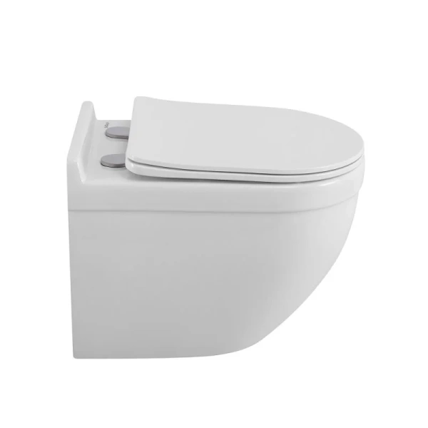 Унитаз подвесной BelBagno Senso-R со смывом Торнадо BB017CH-TOR/SC (детальная фотография), недорогие, безободковые, сиденье с микролифтом , с антивсплеском