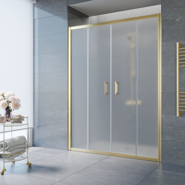 Душевая дверь профиль золотой стекло сатин Vegas-glass Z2P 180 09 10 (детальная фотография)