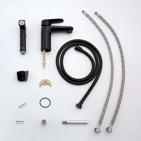 Смеситель для раковины Акватек Ника черный матовый AQ1812MB (детальная фотография), черные