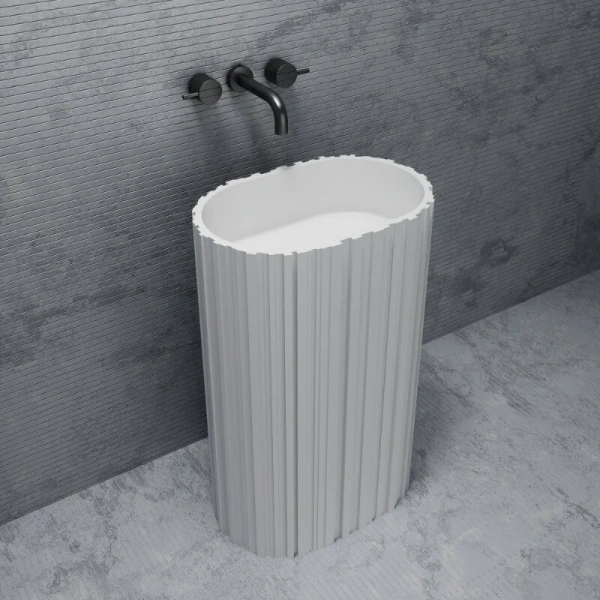 Раковина напольная Abber Stein 60 см белая матовая AS2551-H (детальная фотография), напольные, свободностоящие