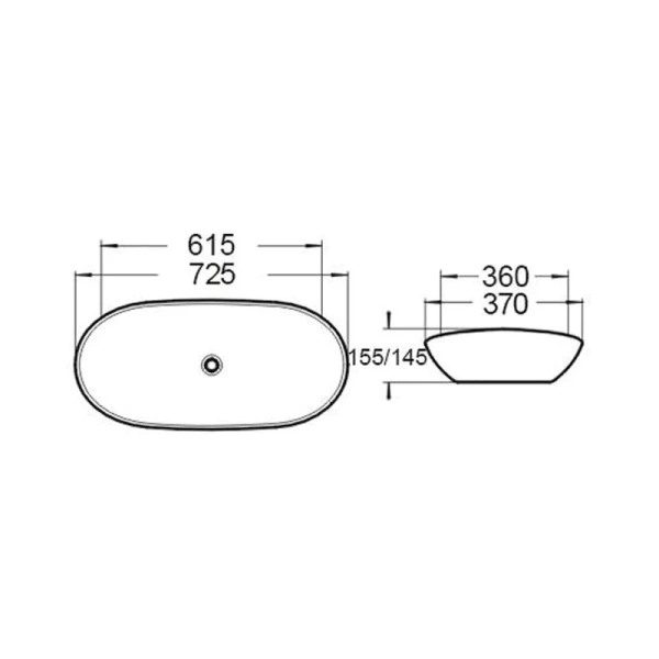 Раковина Vincea VBS-508 72.5 см накладная (детальная фотография), современные, hi-tech