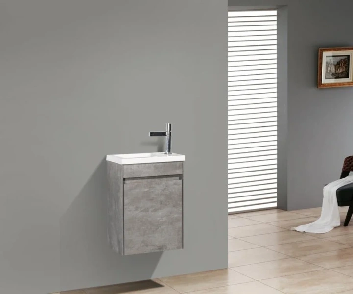 Тумба под раковину подвесная Belbagno Pietra Mini 40 см правосторонняя, stucco cemento PIETRA MINI-400-1A-SO-SCM-R (детальная фотография), 40 см