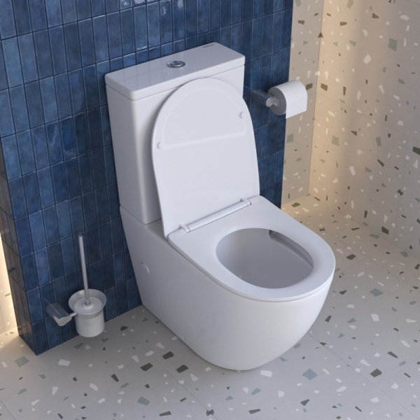 Унитаз компакт BelBagno Sfera-R белая система смыва Торнадо (детальная фотография), безободковые, сиденье с микролифтом , с антивсплеском, компакт, низкие
