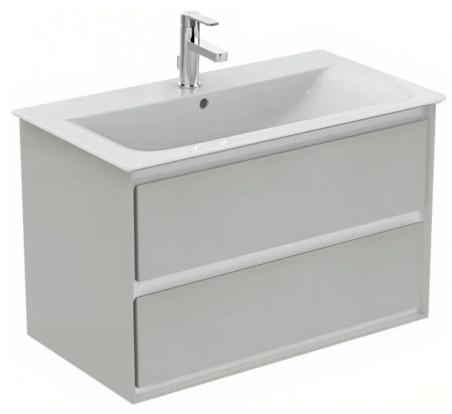 Тумба под раковину подвесная Ideal Standard Connect Air 80 см светло-серый глянцевый, белый матовый E0819EQ (детальная фотография)