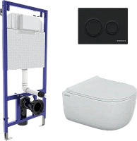 Унитаз с инсталляцией BERGES Ego кнопка черная Soft Touch