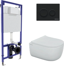 Унитаз с инсталляцией BERGES Ego кнопка черная Soft Touch