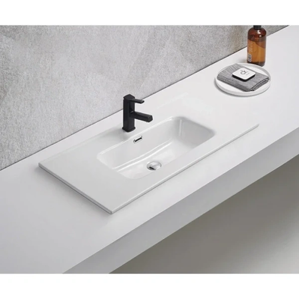 Раковина GID Integrado 9090s 91 см белая 71158 (детальная фотография), современные, hi-tech