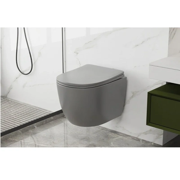 Унитаз подвесной Abber BEQUEM серый матовый AC1103MG (детальная фотография), подвесные, встраиваемые