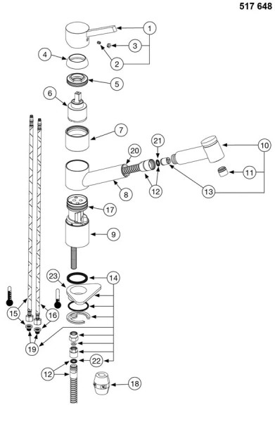 Смеситель для кухни серый беж Blanco Tivo-S 517619 (детальная фотография), для кухни