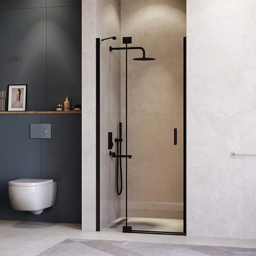 Душевая дверь в нишу RGW Hotel HO-014B 120 см профиль черный, стекло прозрачное - фото 5