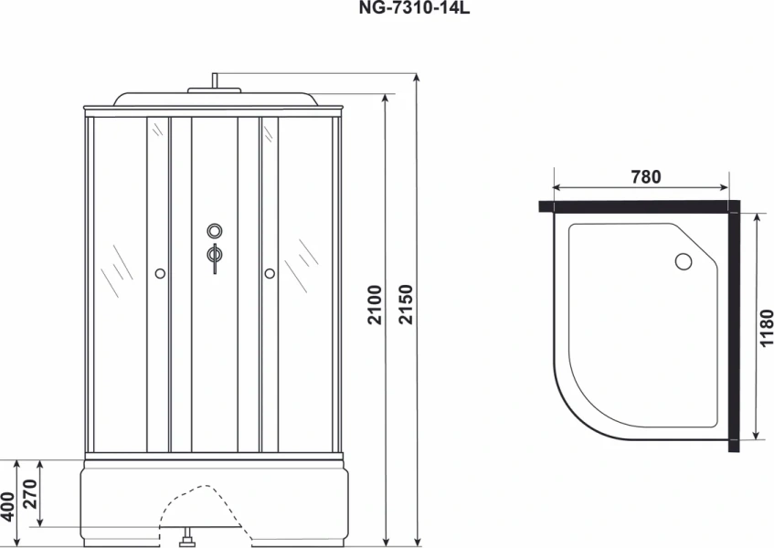 Душевая кабина Niagara Eco 120х80 см левая 7310L (детальная фотография), 120х80
