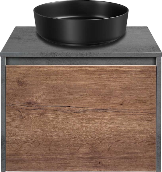 Тумба под раковину подвесная Vincea Mesa 60 см T.Oak/Beton VMC-2MS600TB (детальная фотография), под накладную раковину
