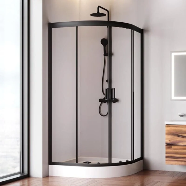 Душевой уголок Am.Pm Gem 100х100 см профиль черный W90G-401-100BT (детальная фотография), 100х100