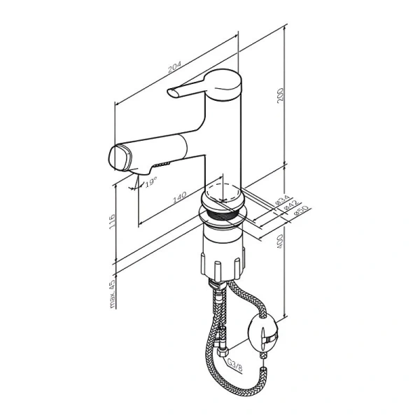 Смеситель для раковины Am.Pm X-Joy хром F85B02900 (детальная фотография), для раковины