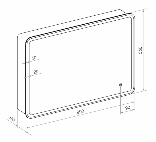 Зеркальный шкаф с подсветкой Misty Токио 90 см прямоугольный МВК010 (детальная фотография), нет в наличии