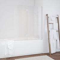 Душевая шторка на ванную профиль белый стекло шиншилла Vegas-glass