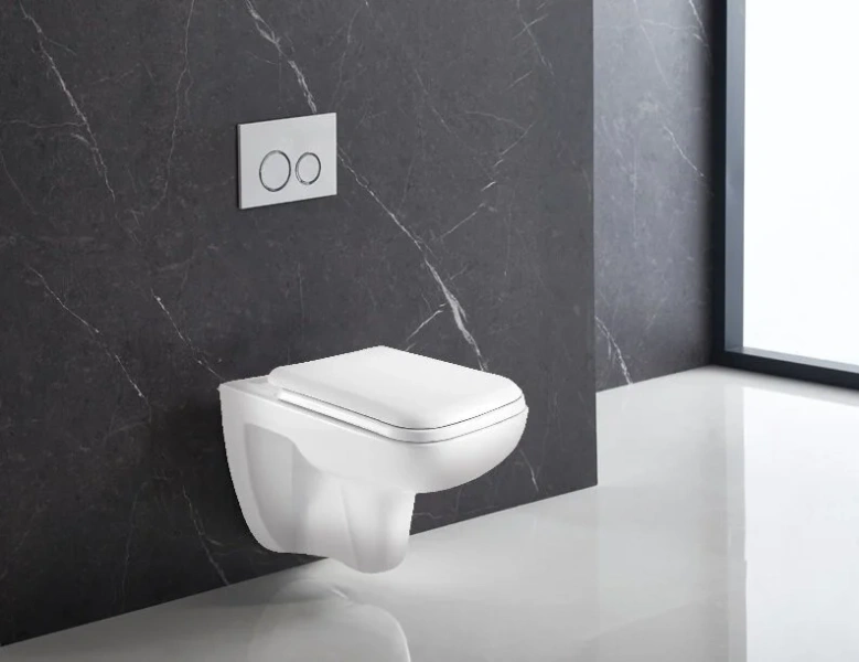 Унитаз подвесной Azario Pavia квадратный AZ-2005 (детальная фотография), без бачка, со скрытым бачком