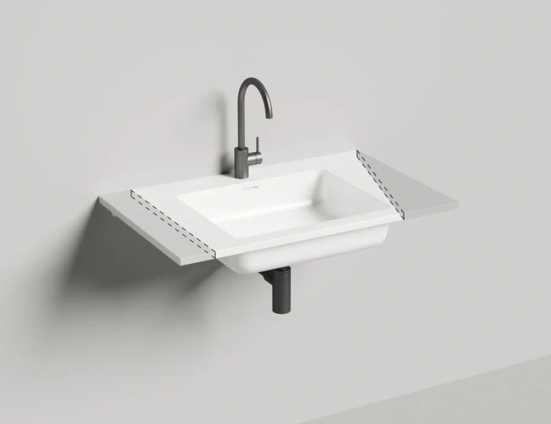 Раковина Salini Onda 80 см покраска по RAL полностью 1402201MF (детальная фотография), прямоугольной формы