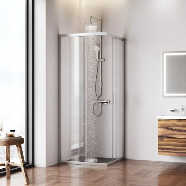 Душевой уголок Am.Pm Gem 80x80 см профиль хром матовый W90G-403-8080-MT (детальная фотография), современные, hi-tech