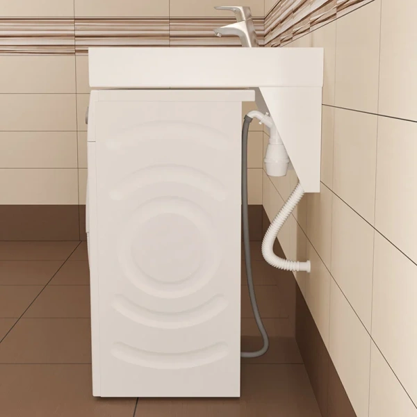 Раковина над стиральной машиной СанТа Юпитер 60 см с кронштейнами 900117 (детальная фотография), квадратная, кувшинка, плоская