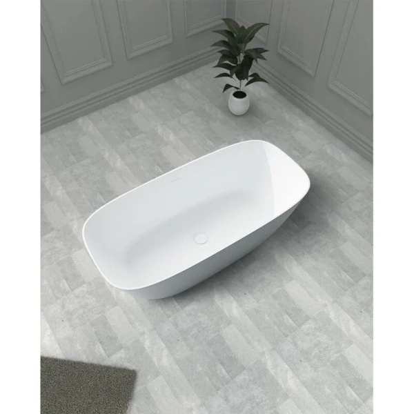 Ванна из искусственного камня Abber Stein 170x72 см белая матовая AS9612-1.7 (детальная фотография), искусственный камень