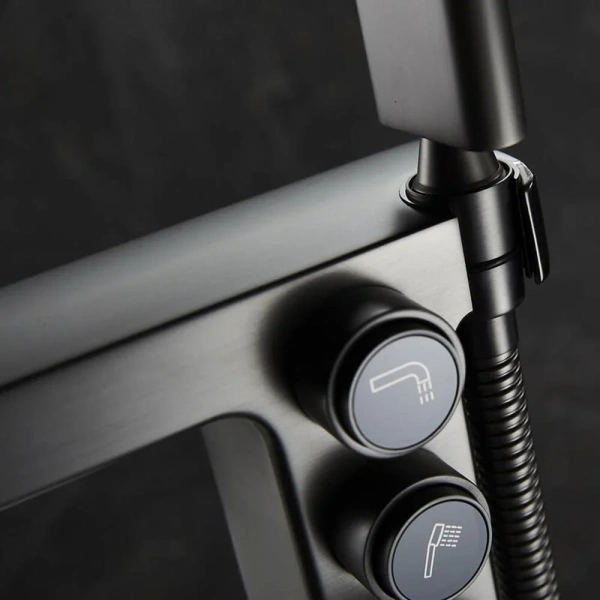 Смеситель для ванны Black&White Universe темно-серый матовый 7562GM (детальная фотография), современные, hi-tech