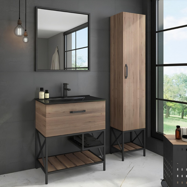 Зеркало Comforty Бредфорд 75 см черный глянец 00004149062CF (детальная фотография), в наличии