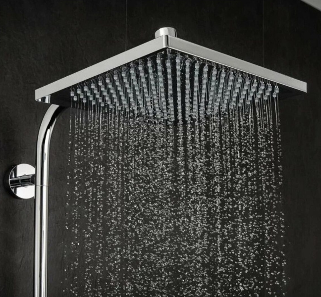 Душевая стойка Hansgrohe Crometta E с однорычажным смесителем 27284000 (детальная фотография), с тропическим душем