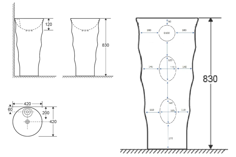 Схема (детальная фотография), напольные, свободностоящие