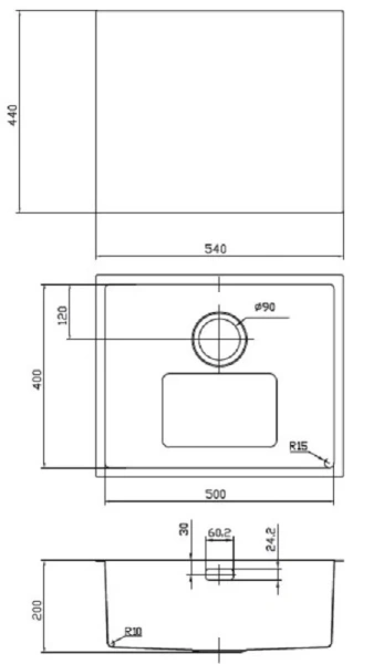 Мойка для кухни IDDIS Edifice 54 см для подстольного монтажа сатин EDI54S0i77 (детальная фотография), встраиваемые, интегрированные