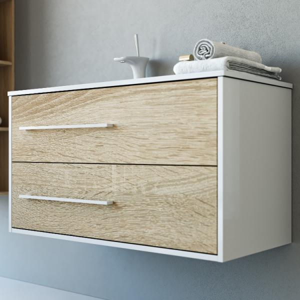 Тумба под раковину подвесная Aqwella Майами 90 см левая Mai.01.09/L (детальная фотография), моноблок