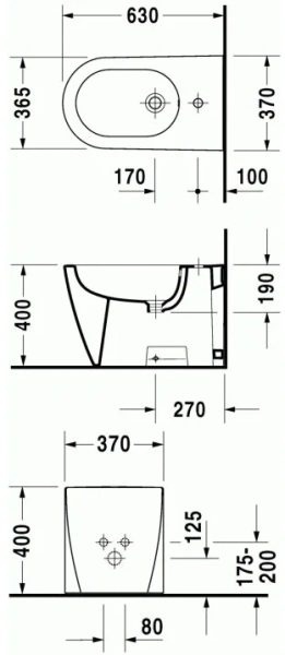 Биде напольное Duravit Starck 2 белое 2272100000 (детальная фотография), напольные, приставные