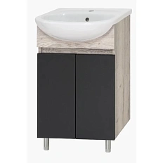 Тумба под раковину напольная Misty Поло 50 см дуб галифакс белый/антрацит