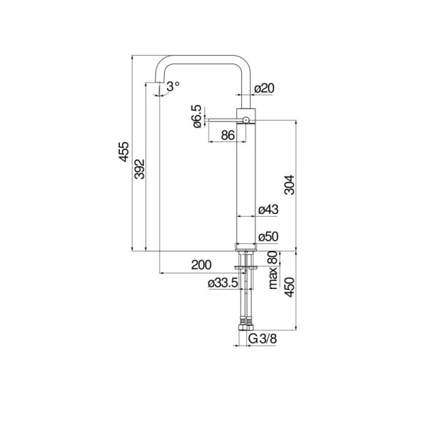 Смеситель для раковины Nobili Velis хром VE125128/3CR (детальная фотография), для раковины